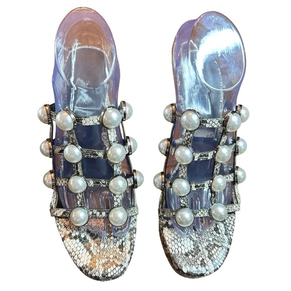 Karl lagerfeld Paris Africa Pearls black white 2 tone snake size 8 - Picture 2 of 11